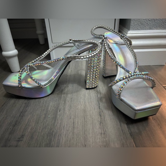 Jeffrey Campbell Shoes - Jeffrey Campbell Holographic Rhinestone Platform Heels